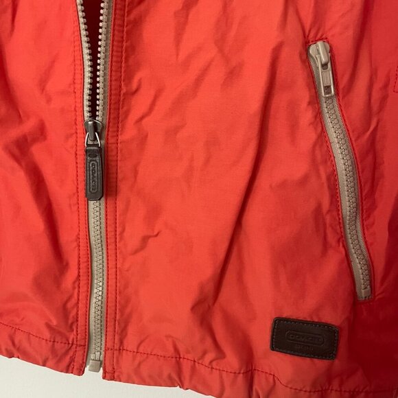 COACH Jacket Women Small Orange Hooded Full Zip Windbreaker Outdoor Designer - Picture 9 of 16